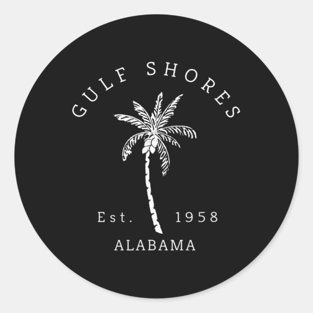 Retro Cool Gulf Shores Al Beach Palm Tree Graphic  Classic Round Sticker (Front)
