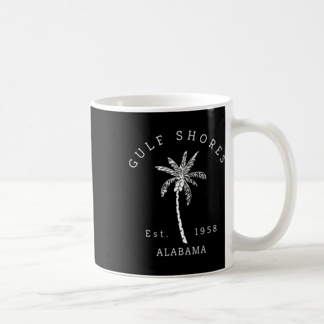 Retro Cool Gulf Shores Al Beach Palm Tree Graphic  Coffee Mug (Right)