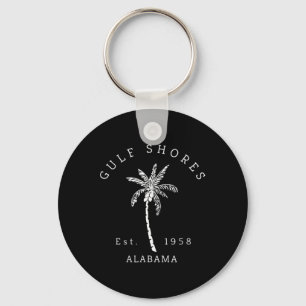 Retro Cool Gulf Shores Al Beach Palm Tree Graphic  Keychain