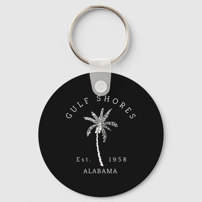 Retro Cool Gulf Shores Al Beach Palm Tree Graphic  Keychain (Front)