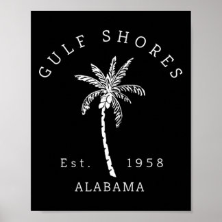 Retro Cool Gulf Shores Al Beach Palm Tree Graphic Poster