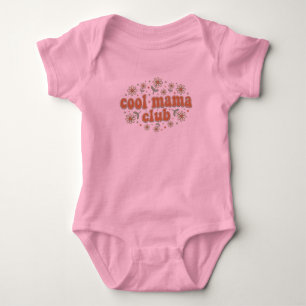 Retro Cool Mama Club Groovy Daisy Mother's Day App Baby Bodysuit