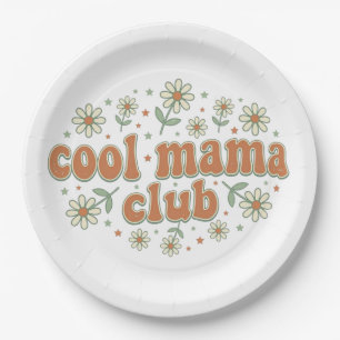 Retro Cool Mama Club Groovy Daisy Mother's Day App Paper Plate