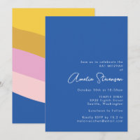 Retro Cool Modern Stripes Blue Yellow Bat Mitzvah