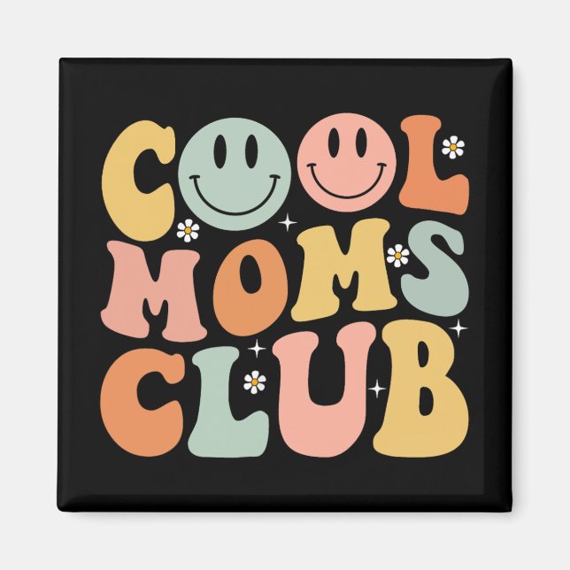 Retro Cool Moms Club Mom Smile Happy Face Mothers  Magnet (Front)