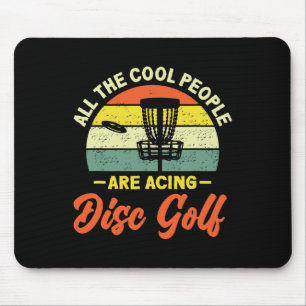 Retro Cool People Acing Disc Golf  Mouse Pad