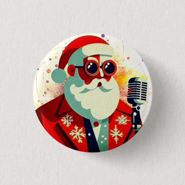 Retro Cool Santa 1 Inch Round Button (Front)