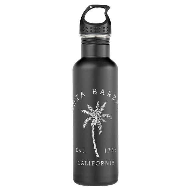 Retro Cool Santa Barbara California Palm Tree Nove 710 Ml Water Bottle (Front)