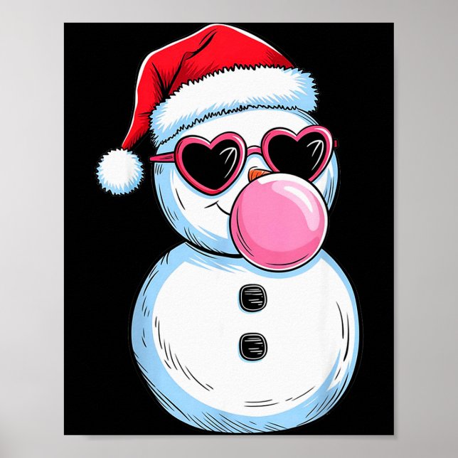 Retro Cool Snowman With Sungles Christmas Blowing  Poster (Front)