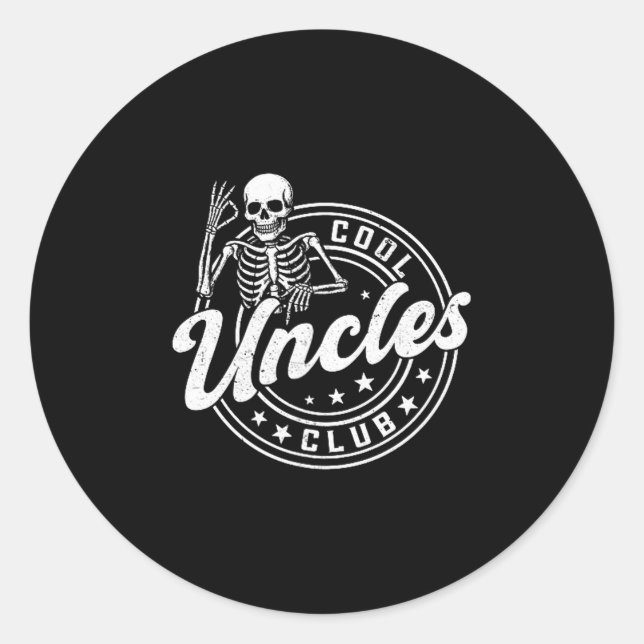 Retro Cool Uncles Club Funny New Uncle Men Skeleto Classic Round Sticker (Front)