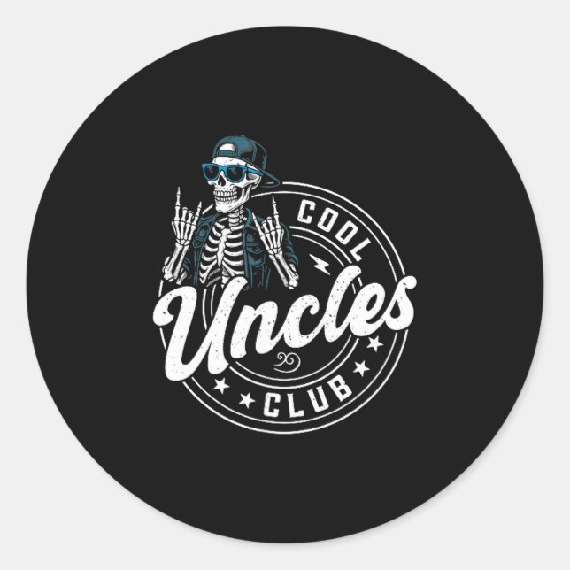 Retro Cool Uncles Club Funny Skeleton New Uncle Me Classic Round Sticker (Front)