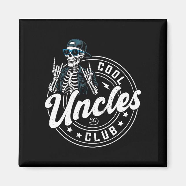 Retro Cool Uncles Club Funny Skeleton New Uncle Me Magnet (Front)
