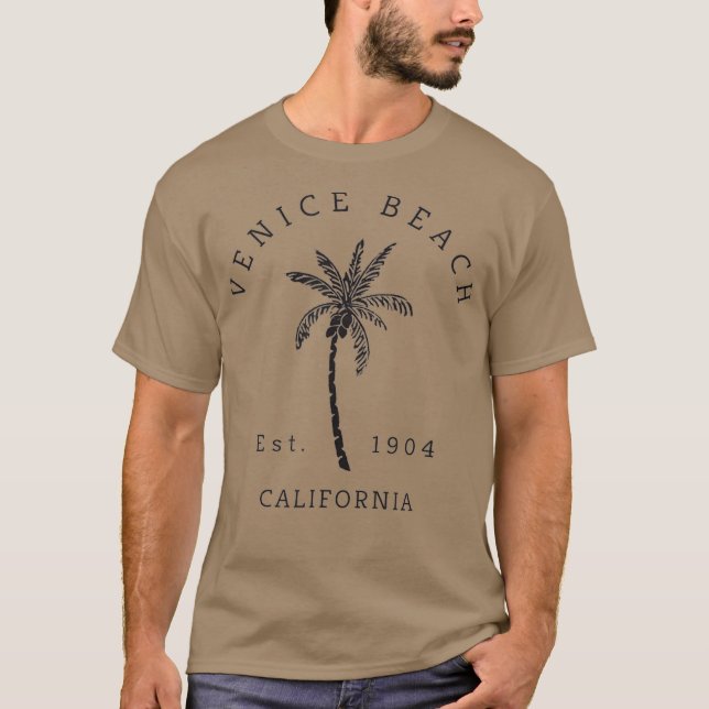 Retro Cool Venice Beach California Palm Tree Art T-Shirt (Front)