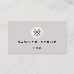 Retro Cool Vintage Barber Monogram Scissors Gray Business Card