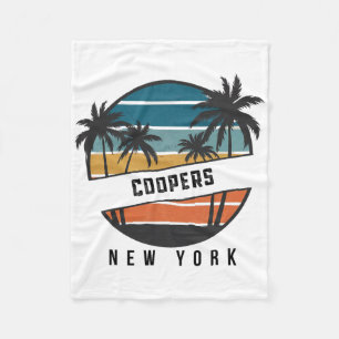 Retro Coopers Beach New York Surfboard Surfing _1 Fleece Blanket