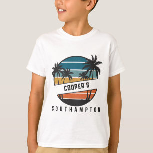 Retro Cooper's Beach Southampton Surfboard Surfing T-Shirt