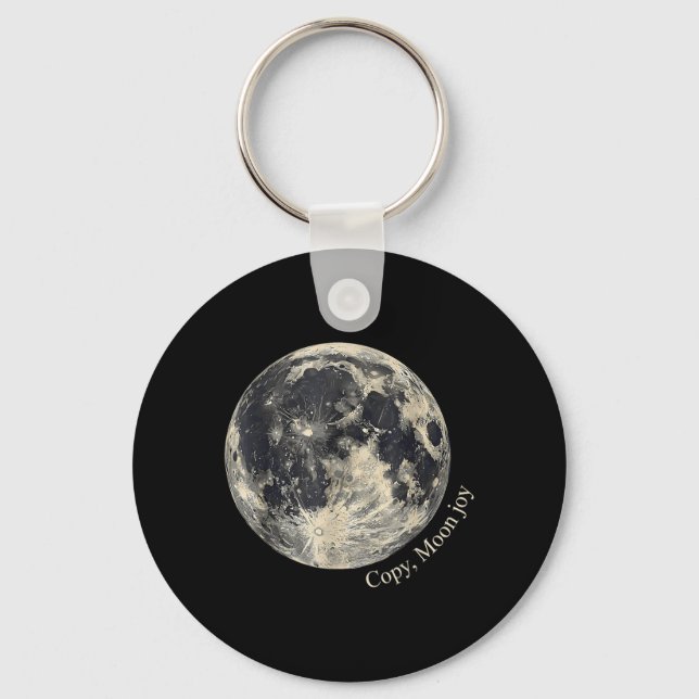 Retro Copy Moon Joy Funny Lunar Quote Space Lover Keychain (Front)