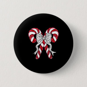 Retro Coquette Bow Candy Cane Christmas Season Wom 2 Inch Round Button