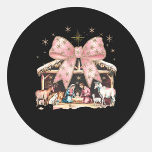 Retro Coquette Bow Christian Christmas Greatest Of Classic Round Sticker