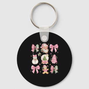 Retro Coquette Bow Nk Christmas Tree Snowman Xmas  Keychain