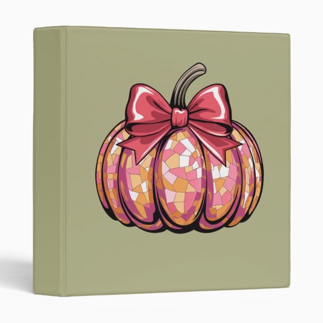 Retro Coquette Bow Pumpkin Fall Vibes Season Binder (Front/Spine)