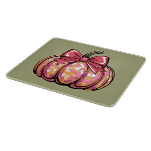 Retro Coquette Bow Pumpkin Fall Vibes Season Cutting Board