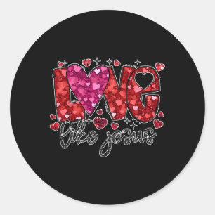 Retro Coquette Cross Love Like Jesus Valentines Classic Round Sticker