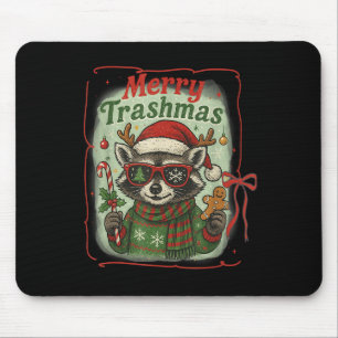 Retro Coquette Merry Trashmas Raccoon Christmas Cu Mouse Pad