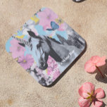 Retro Coquette Pink and Blue Unicorn Collage Coaster<br><div class="desc">Add a whimsical touch to your space with this coquette aesthetic design featuring a majestic unicorn set against a dreamy backdrop of pastel pinks and florals. The retro collage combines a magical creature with bold, artistic elements, creating an enchanting visual. Perfect for adding a playful yet sophisticated charm, this design...</div>