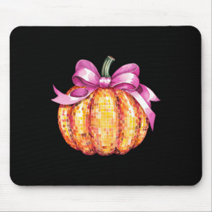 Retro Coquette Pumpkin Pink Bow Fall Thanksgiving Mouse Pad