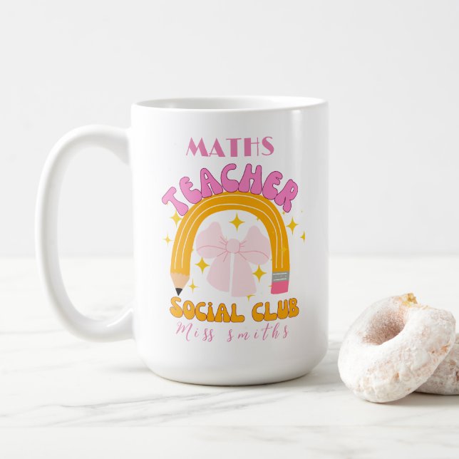 Retro coquette ribbon pencil math teacher  coffee mug (With Donut)