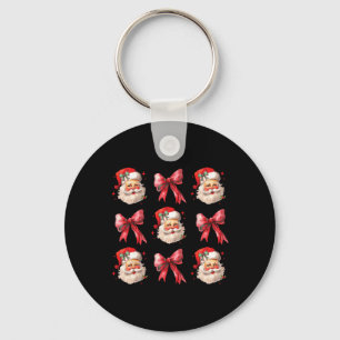 Retro Coquette Santa Red Bows Christmas For Women  Keychain