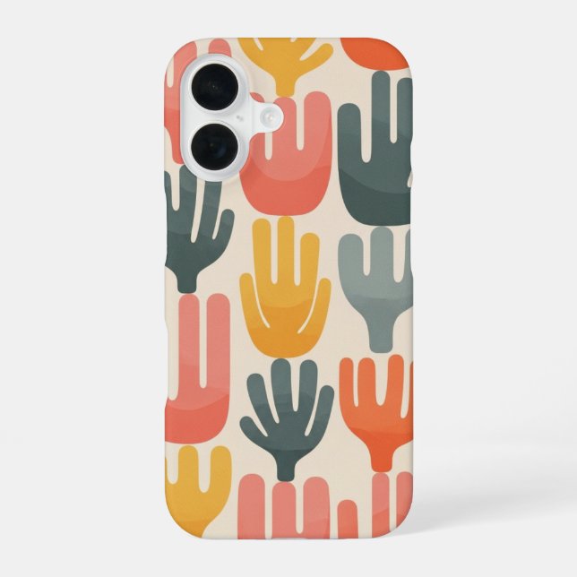 Retro Coral Pattern iPhone 16 Case (Back)