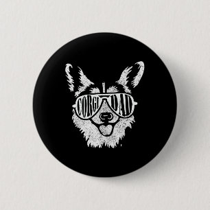 Retro Corgi Dad Gift Dog Owner Pet Welsh Corgi Fat 2 Inch Round Button
