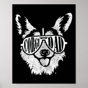 Retro Corgi Dad Gift Dog Owner Pet Welsh Corgi Fat Poster