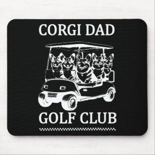Retro Corgi Dad Golf Club Cute Dog Swinging Golf F Mouse Pad