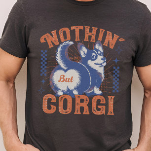 Retro Corgi Nothing But Corgi Butt Orange & Blue T-Shirt
