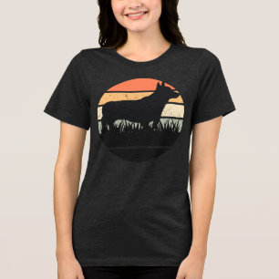 Retro Corgi Sunset Tri-Blend Shirt