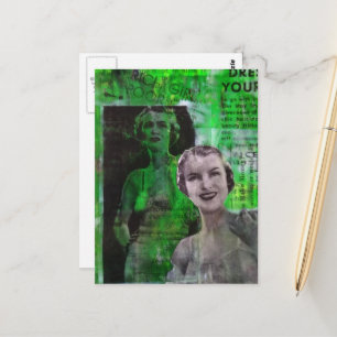 Retro Corsets Woman Mixed media collage Postcard