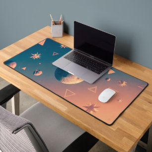 Retro Cosmic Moon and Stars Desk Mat