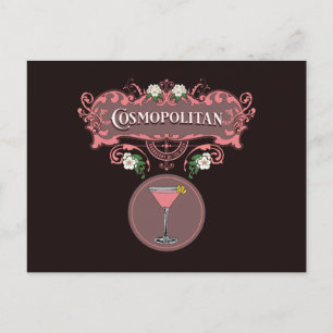 Retro Cosmopolitan Cocktail Postcard