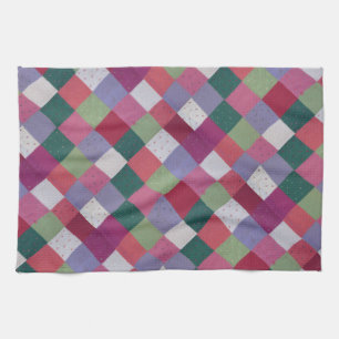 retro cottagecore hand knitted colourful patchwork kitchen towel