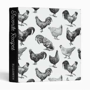 Retro Country Farm Chicken Pattern Binder