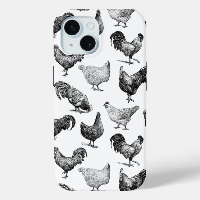 Retro Country Farm Chicken Pattern Case-Mate iPhone Case (Back)