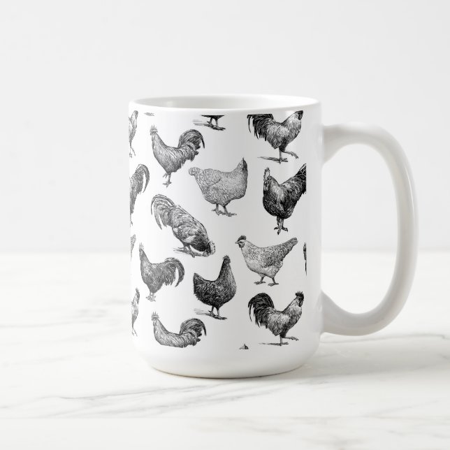 Retro Country Farm Chicken Pattern Coffee Mug (Right)