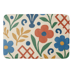 Retro Country Floral Trellis Pattern Bath Mat