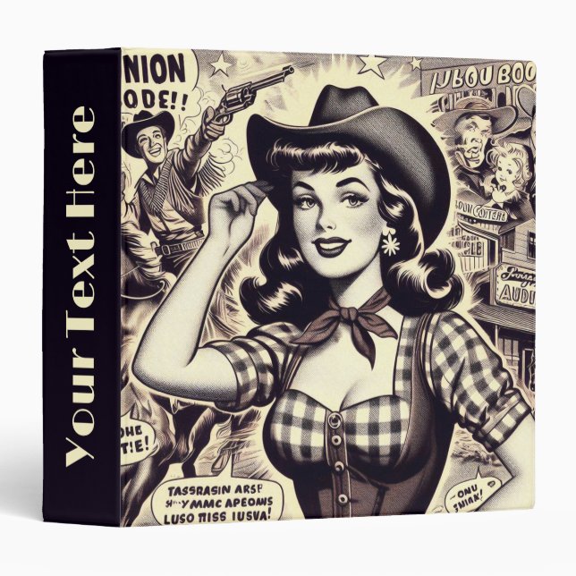 Retro Country Girl Illustration Binder (Front/Spine)