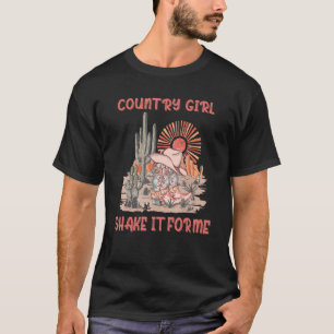 Retro Country Music Girls Bull Skull Shakes It Fo T-Shirt