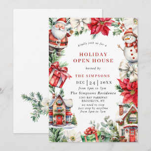 Retro Country Open House Christmas Holiday Party Invitation