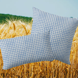 Retro Country Vintage Blue White Gingham Checks  Throw Pillow